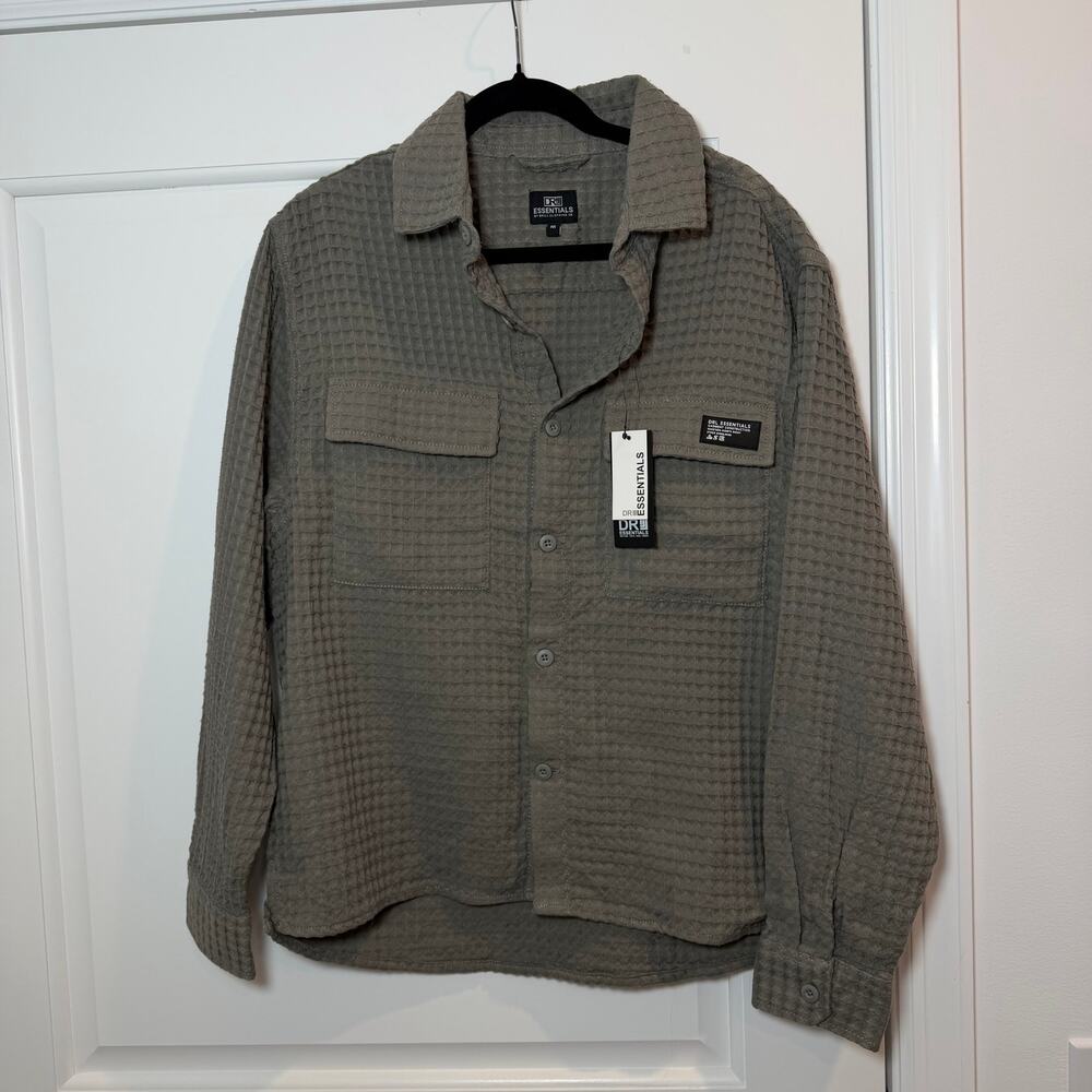 DRL Essentials Button Up Long Sleeve Thick Mens Size Medium Moss Green NWT